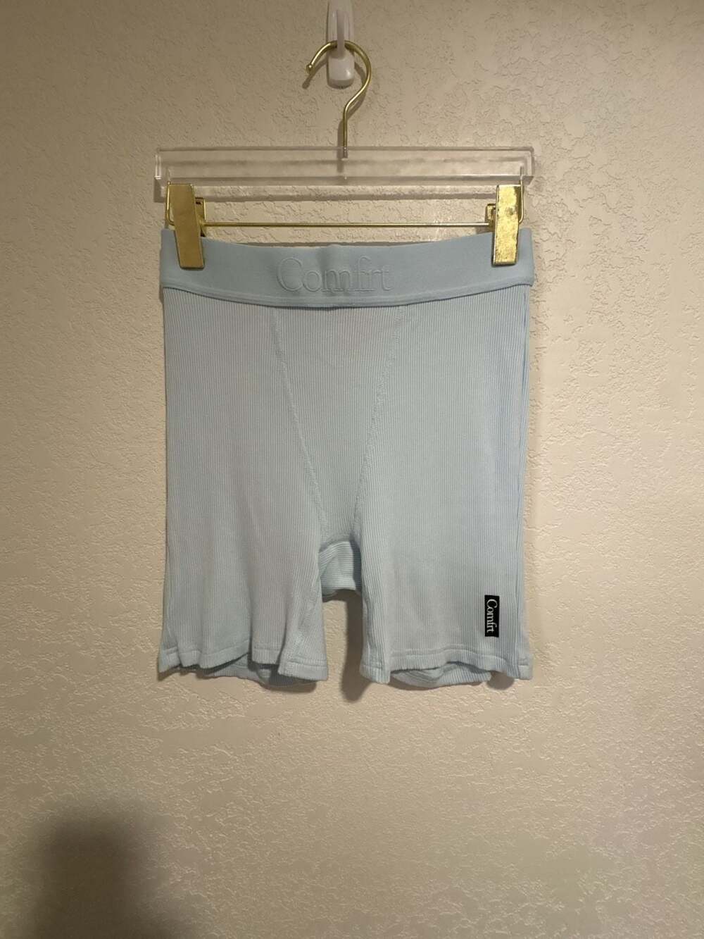 Comfrt Ribbed Boxer Shorts Size M Light Blue Lounge
